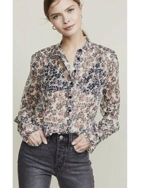 Rag & Bone Floral Silk Sheer Blouse